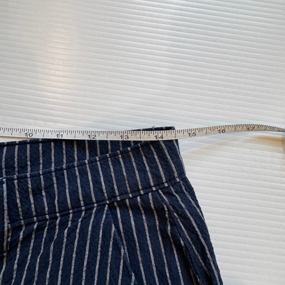 L'AGENCE Jameson High Rise Shorts Size 28 Navy Stripe Seersucker Cotton Linen - Picture 12 of 16
